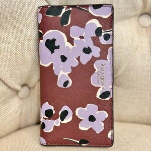 NEW Kate Spade Cameron Wildflower Bouquet Slim Bifold Wallet in Purple Multi